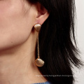 Bohemian long tassel earrings, fashionable small fresh all-match alloy shell pendant earrings